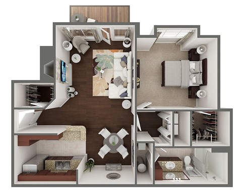 Floor plan for 1 bed, 1 bath, 900 sqft